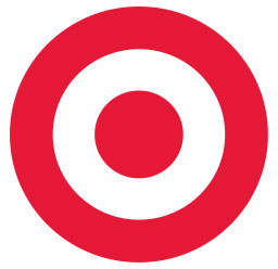 A red and white target logo on a white background.