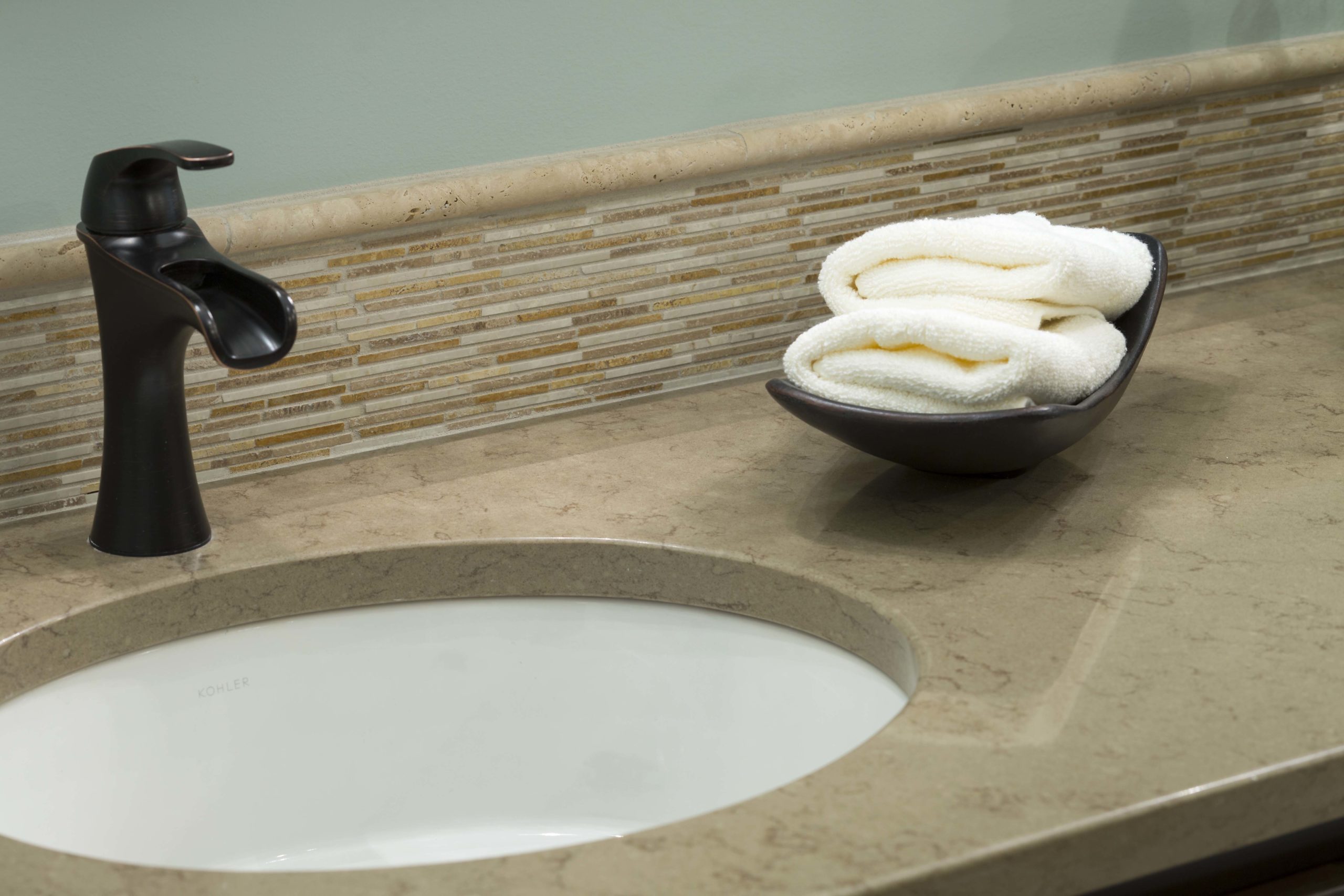 A sink in a bathroom undergoing an Edina remodel.
