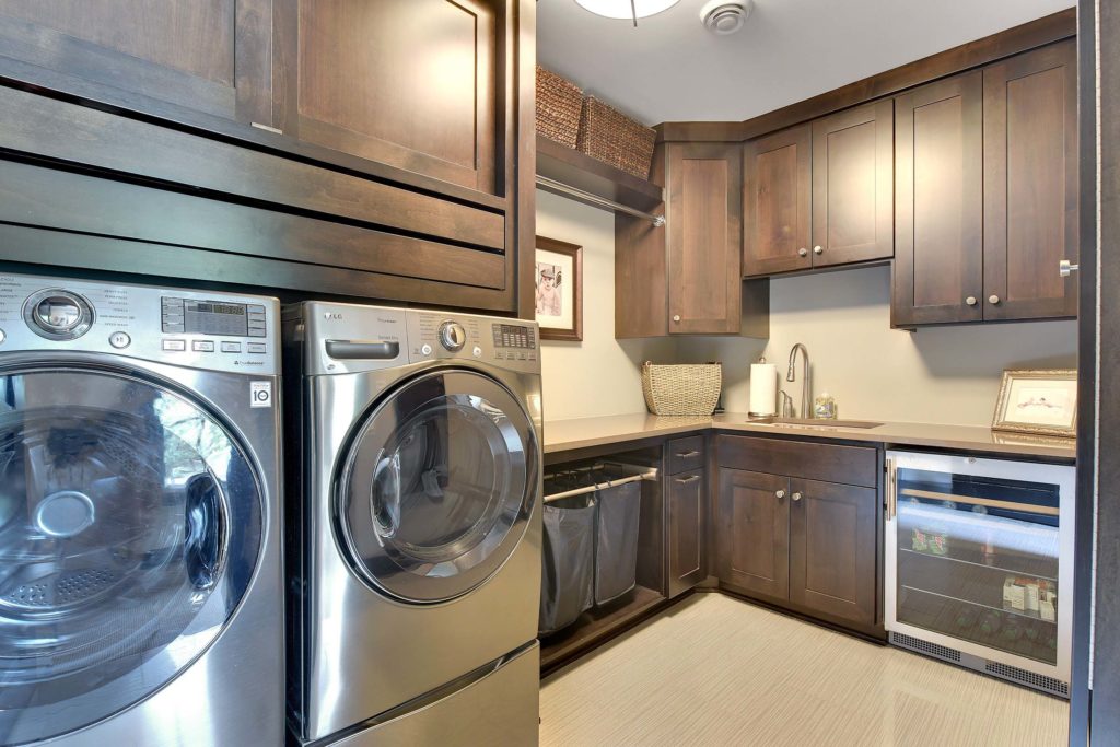 A laundry room with a washer and dryer.