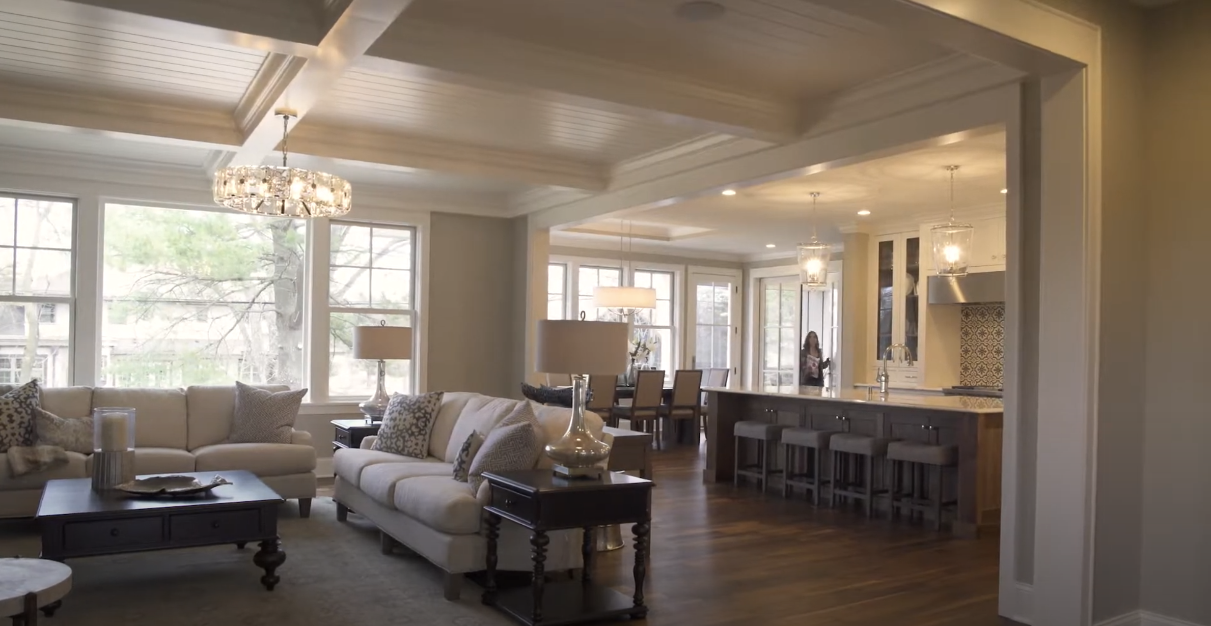 Custom Home Build Video Series: A living room and dining room in a newly built home.