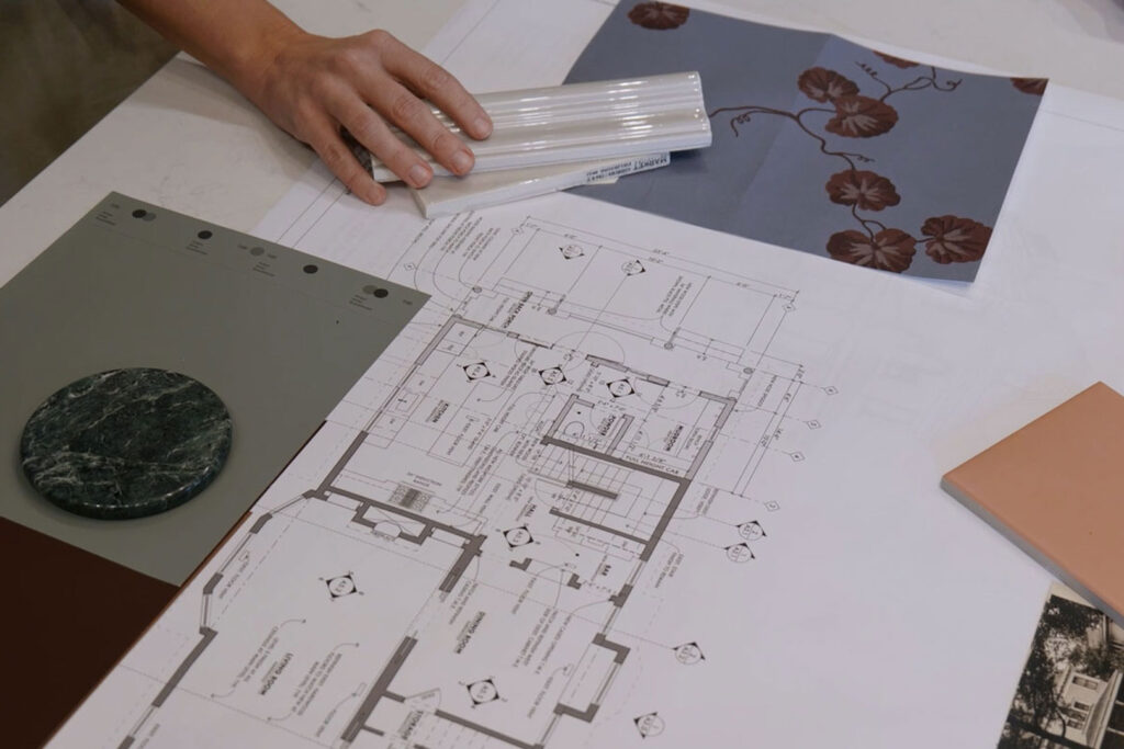 Working with an architect on blueprints